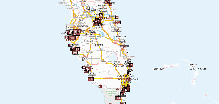Florida Reiseführer und Sehenswürdigkeiten in Florida  per Stadtplan